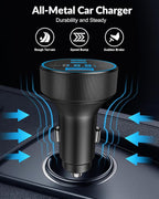 USB C Car Charger, 3-Port 130W Type C Super Fast Charging Car Phone Charger Adapter Accessories with Voltage Display Cigarette Lighter for iPhone 17/16/15/14/13/12, iPad, Galaxy S26/S25/S24, Android