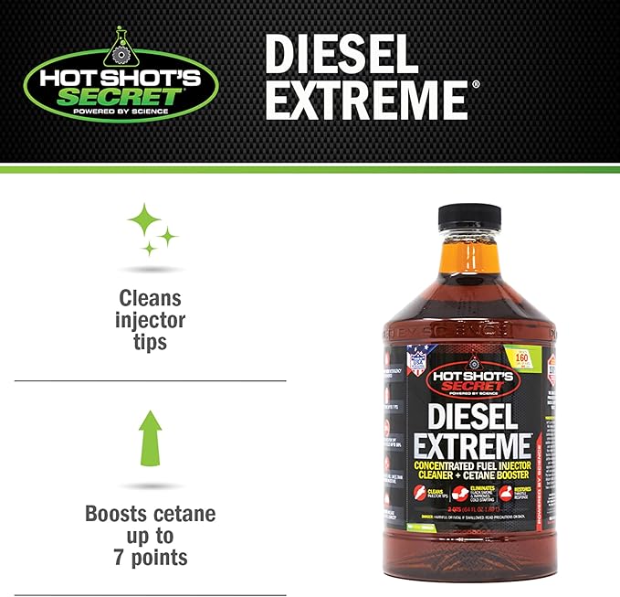 Hot Shot's Secret Diesel Extreme 64 oz – Treats 160 Gallons – Concentrated Diesel Fuel Additive, Fuel System Cleaner and Injector Cleaner, Restores Engine Performance