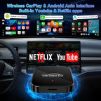 3-in-1 Wireless Carplay Adapter Support Apple CarPlay & Android Auto, Magic Video AI Box for Streaming Netflix YouTube,Upgraded Dual-Band WiFi, Converts Wired to Wireless Car Play for iPhone/Android