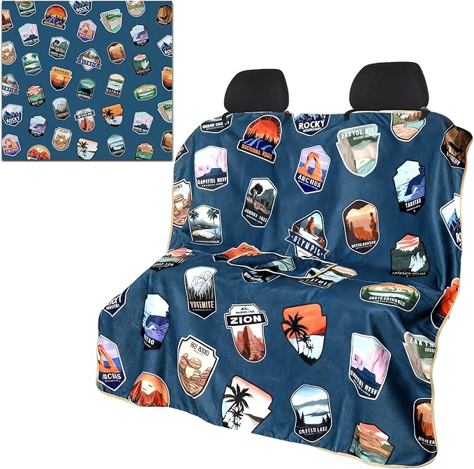 Lonfliness Car Seat Cover Towel Non Slip Back Seat Car Seat Towel Athletic Running Towel Washable Seat Cover for Gym Workout Sweat Outdoor Sport Beach Hiking Yoga (National Park)