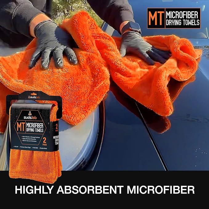 Suds Lab Premium Microfiber Detailing Towels: Ultra-Soft, Lint-Free Cleaning Cloths for Car, Home, and Garage: Perfect for Polishing, Waxing, and Dusting, 18 x 24 Inches, 2-Pack