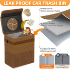 Vankor Car Trash Can for Cute, Bag Bin Hanging Waterproof Automotive Car Garbage Cans Leak Proof Vehicle Trash Can Diamond Pattern-Brown