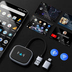 Wireless Auto Adapter, Wireless Carplay Adapter, Latest NFC Touchscreen Connectivity, Plug-and-Play for Android Devices (Android 11 and Above)