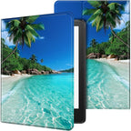 for Kindle Paperwhite Case,6.8" Kindle Paperwhite 11th Generation Case and Kindle Paperwhite Signature Edition,Leather Slim Adjustable Stand Cover with Auto Wake/Sleep,Green Sea Beach