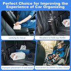 Upgraded Car Tissue Holder,Car Seat Back Organizer With Cup Holder,Premium PU Leather Headrest Seat Back Storage Fits For Kleenex Tissue Box (50-230ct)