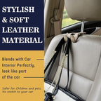 Upgraded Headrest Hooks for Purses and Bags, 2 in 1 Car Back Seat Head Rest Hanger Matching Cars Interior Genuine Leather Vehicle Storage Holder Hook, 2 Pack, Gray