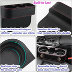 Car Cup Holder Expander & Seat Gap Filler - PU Leather Cover with Stitching, Multifunctional Front Seat Organizer, for Car Truck Van, Holds Large Cups and Phones,Prevent Dropping Items (1 Pack, Gray)