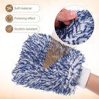HARFINGTON Chenille Microfiber Car Wash Mitts 9.1" x 6.7" Scratch Free Wash Gloves Absorbent Double Sided Plush Cleaning Drying Mitts for Car Washing Home, Blue