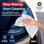 USANOOKS Microfiber Cleaning Cloth - White - 8Pcs (12.5x12.5 inch) High Performance - 1200 Washes, Ultra Absorbent Car Towel Traps Grime & Liquid for Streak-Free Mirror Shine - Car Washing Cloth