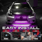 OPT7 Aura 4PCS RGB LED Grille Lights with Remote Control, 12 inches Waterproof LED Strip Lights, Multicolor, Dimmer, Fade, Cycle, Strobe, Peel'n'Stick Front Grill Valence, Car Truck SUV Decorations