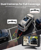 AUTO-VOX W12 Wireless Backup Camera: 5“ 1080P Dual-Channel Monitor Powered by USB Boost Cable, Easy Installation, Stable Transmission Signal, IP69K Waterproof Night Vision, for Car, SUV, Truck, Pickup