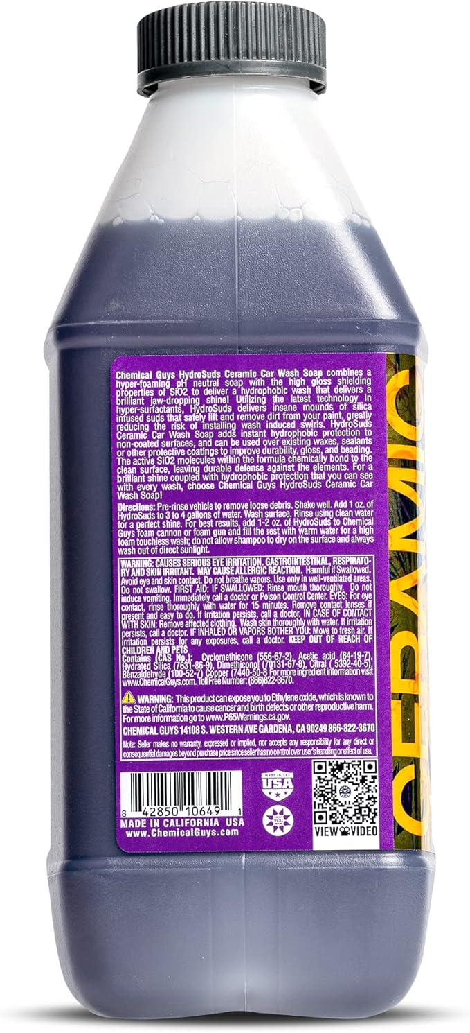 Chemical Guys CWS_212_64M Car Wash Starter Bundle - HydroSuds Ceramic SiO2 Shine High Foaming Car Wash Soap, 64 oz, Berry Scent + Chenille Wash Mitt (2 Items) Works on Cars, Trucks, SUVs, RVs & More