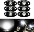 6 Pods LED Rock Lights, Ampper Waterproof LED Neon Underglow Light for Car Truck ATV UTV SUV Offroad Boat Underbody Glow Trail Rig Lamp (White)