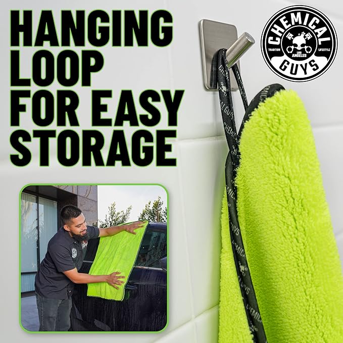 Chemical Guys MIC530 Speed Woolly Mammoth Ultimate Super Plush Car Drying Towel, for Cars, Trucks, SUVs, Pets, Messes & More, Neon Green (25" X 30")