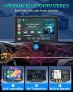 Spedal Car Play with Backup Camera, Portable CarPlay and Android Auto 7" CarPlay Screen for Car, Mirror Link/Bluetooth/Navigation/Voice Control
