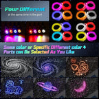 Split 4 Colors 12W Car Starlight Headliner Slim Kit 600pcs*0.02in*9.8ft with APP&RF Remote,RGBW Fiber Optic Starlight Kit,4 Port Engine Sound Activated Star Lights for Ceiling Car Roof/Home Decor