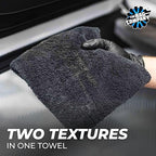 The Rag Company - Creature Edgeless Auto Detailing Towels (10-Pack) Professional 70/30 Blend, Dual-Pile Plush Microfiber, Buffing & Polishing, 420gsm, 16in x 16in, Black