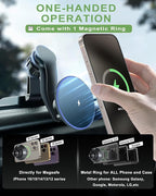 Magnetic Jeep Phone Mount for 2018-2023 Wrangler JL JLU & Gladiator JT with 15W Wireless Charging- Dashboard Phone Holder with Magsafe for Jeep Wrangler & Gladiator 2/4 Doors Accessories (Not for 4XE)
