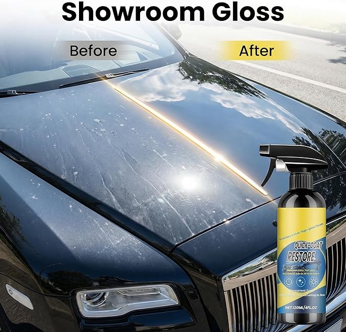 Quick Coat Ceramic Spray Coating for Cars, High Gloss Car Paint Restorer, Hydrophobic Shine Protection, Easy Spray & Wipe Car Polish, Safe for All Paint Colors, 120ml(3PCS)