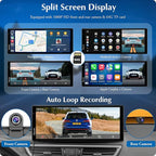 Carpuride W903 Wireless Carplay & Android Auto with Dash Cam - 9.3" HD IPS Touch Car Play Screen for Car, 4K Front & 1080P Rear Camera, Loop Recording, Bluetooth Audio, Mirror Link, GPS, Siri