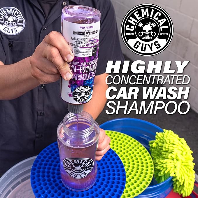 Chemical Guys CWS207A Car Wash, Dry & Shine Bundle - Extreme Bodywash & Wax Foaming Car Wash Soap, 128 oz (1 Gal) + After Wash Gloss Boosting Drying Aid (16 oz) (2 Items) Works on Cars, Trucks, SUVs