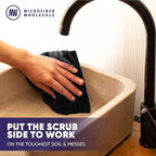 Microfiber Wholesale Pronto Cloths, Dual-Sided Microfiber Cleaning Towels, Soft Plush & Scrub Cloths for Dusting, Scrubbing, Kitchen, Windows & Car Detailing, Absorbent Bulk 25-Pack Black