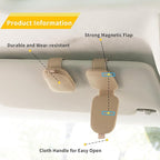 Yuoyar Sunglass Holder for Car, Magnetic Leather Sunglasses Holder and Ticket Card Clip, Car Visor Accessories, 2 Packs (Beige)