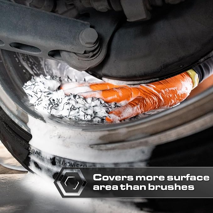 Blackline Car Wheel Mitt -Premium Scratch Free Microfiber Wash Mitt for Automotive Cleaning|Car Detailing Accessory Works with Bucket, or Foam Cannon | 70%/30% Microfiber Blend