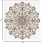 Ambesonne Mandala Shower Curtain, Abstract Art Style Vector Illustration of Mandala Flower on White Background, Cloth Fabric Bathroom Decor Set with Hooks, 69" W x 70" L, Brown and White