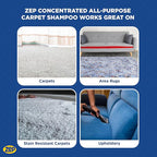 Zep All-Purpose Carpet Shampoo Concentrate Cleaner - 1 Gallon - ZUCEC128 - Professional Formula Removes Dirt and Stains (Pack of 2)
