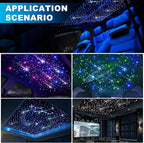 Car Starlight Headliner Kit, 4 Colors 32W Twinkle & Meteor Fiber Optic Ceiling Lights, 2 in 1 Light Engine 1000pcs*0.03in*13.1ft+240 RGBW Shooting Stars Lights for Car Roof Décor