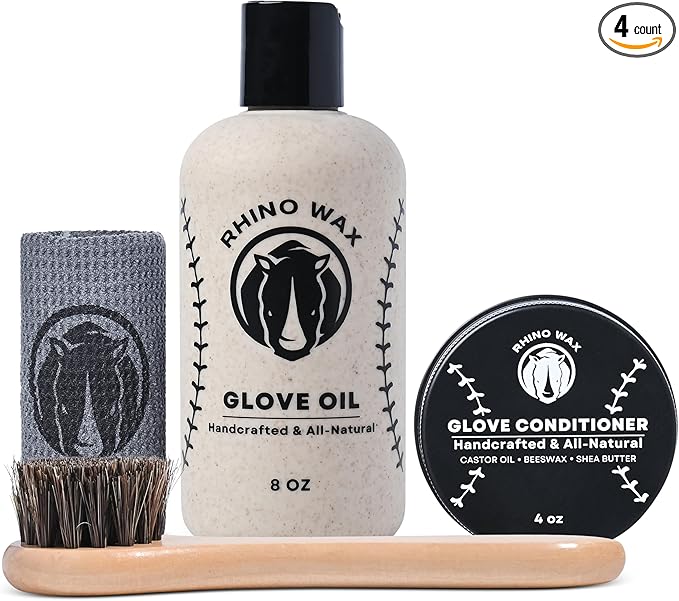 Rhino Wax - Baseball Glove Conditioner Kits - Clean, Condition, and Maintain Your Baseball Glove with one of Our 3 Maintenance Kits - Protect Your Mitts - Proudly Made in USA (Not China)