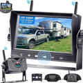HD 1080P 7 inch RV Wireless Backup Camera: 15-Min Easy Install Clear Night Vision 4 Channels Recording Touch Key Monitor Rear View Camera for Furrion Pre-Wired RVs Travel Trailers Camper Truck