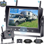 HD 1080P 7 inch RV Wireless Backup Camera: 15-Min Easy Install Clear Night Vision 4 Channels Recording Touch Key Monitor Rear View Camera for Furrion Pre-Wired RVs Travel Trailers Camper Truck