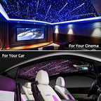 32W Meteor RGBW Twinkle LED Fiber Optic Lights, Bluetooth APP/Remote/Music Control Star Ceiling Light Kit+Adapter+Car Use Plug, Fiber Cable 1000pcs*0.03in*13.1ft with Shooting Stars Kit