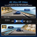 4K Dual Dash Cam Front and Rear, 2 Channel Car Camera with Built-in GPS 5.8GHz WiFi, 3.5" IPS Screen, 64GB Card Included, 170° Wide Angle, Night Vision, 24H Parking Monitor for Cars