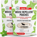 Mighty Mint Mouse Repellent Pouches – Peppermint, Castor Oil & Cinnamon Formula – Natural Indoor Deterrent for Mice and Rodents – Plant-Based, Long-Lasting Protection – 12 Count (Pack of 2)