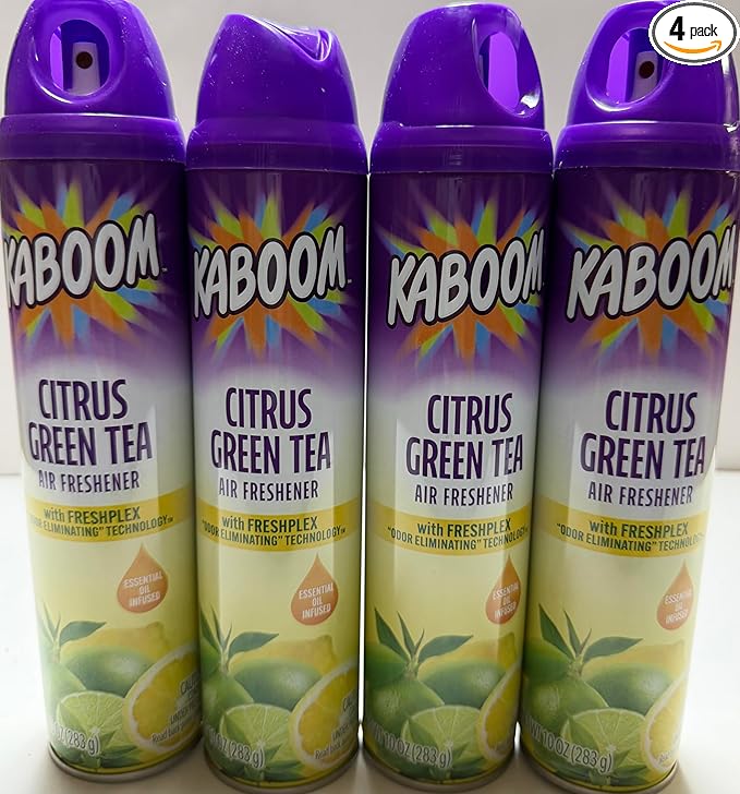 Wizard kaboom | Odor Neutralizer & Air Freshener with freshplex "odor eliminating" technology - 10 Oz. Citrus green tea (Pack of 4) (Packaging May Vary)