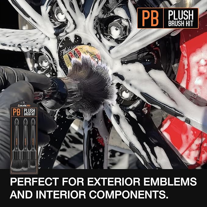 Suds Lab PB Plush Brush Kit 3 Pack- Ultra-Soft Synthetic Bristle Brushes - Scratch Free Design - Fine Detailing Brushes for Personal and Professional Use