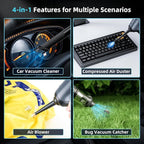 Car Vacuum Cleaner&Air Duster | 80W | 16kpa | 12KRPM | 20 Mins-Dust Cleaner Portable Cordless Vacuum Pro-Compressed Air Blower,Lightweight Rechargeable Handheld Mini Vacuum for Car/Home/Office