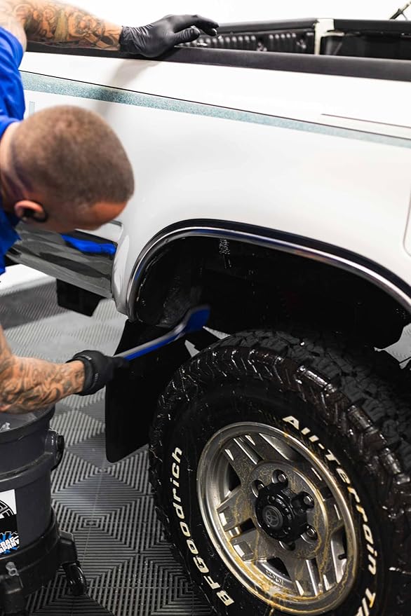 Detail Factory - Fender Well Brush - Ergonomic ProGrip Handle, Stiff Synthetic Bristles, Ergonomic Design, Clean Your Wheel Wells with Ease - Avalanche