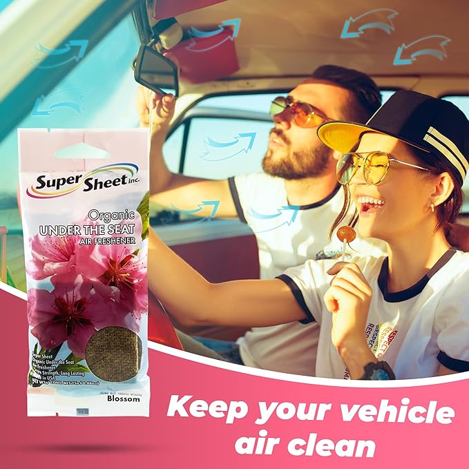 Super Sheet, Organic Under the Seat Car Air Freshener, Long Lasting Fragrance (Blossom, 6 Packs)