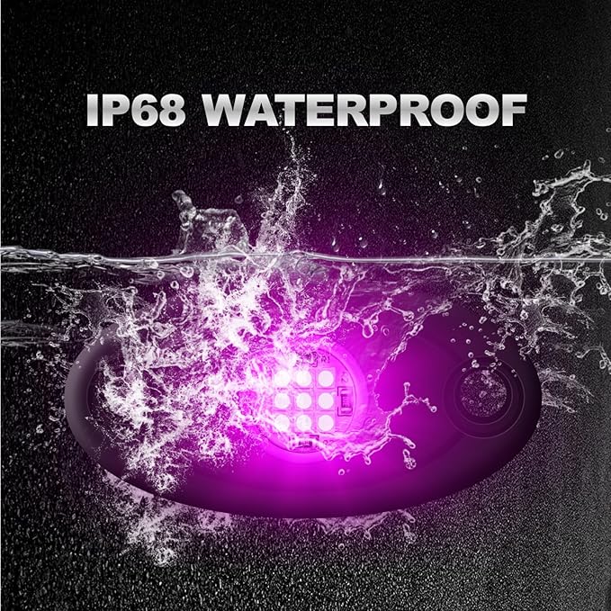 12 Pods Purple LED Rock Lights Neon Underglow Lamp for Car Truck ATV SUV Under Body Glow Light Taillights for Vehicles