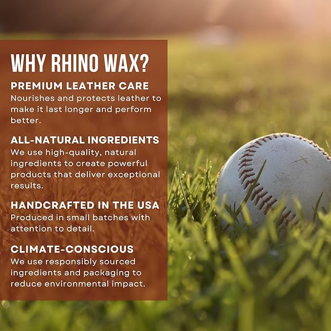 Rhino Wax - Baseball Gloves Complete Cleaning Kit - Glove Scrub for Deep Dirt Removal + Base Ball Mitt Cleaner for Gentle Routine Maintenance - Includes 2 Brushes + Microfiber Cloths - Made in the USA