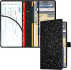 RSAquar Car Registration and Insurance Holder, Vehicle Glove Box Organizer Cool Car Accessories, Auto Truck Document Holder for Cards, Driver License, Black Glitter