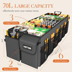 HOTOR Foldable Trunk Organizer - SUV & Sedan Compatible, 3 Compartments, Grey, 31.9"12.6"10.6" Sturdy Car Organization for Accessories, Tools, Sundries