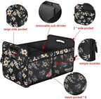 Femuar Car Trunk Organizer,Car Storage Organizer with 72L Large Capacity Waterproof Collapsible and 11 Pockets,Trunk Organizer for Car Suv/Jeep/Sedan, Large Size, Hibiscus flowers