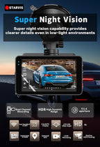 4K Dash Cam Front and Rear, G-Sensor, Free 64GB Card Included, 5.8GHz WiFi with Dash Camera for Cars, Time-Lapse Recording, 3" HD IPS, 24H Parking Mode,Night Vision