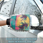 YETTASBIN Sunset Beach 2PCS Car Wash Mitts, Ultra Absorbent Chenille Microfiber Car Washing Gloves, Scratch-Free Lint-Free Auto Cleaning Mitt, Machine Washable Elastic Cuff Car Wash Sponge
