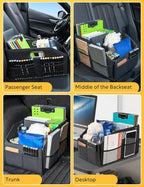 Car Seat Organizer, Front Seat Organizer, Collapsible Car Organizer and Storage for Backseat and Passenger Seat, Big Capacity with Elastic Bands can Hold Cups, Car Travel Essentials for Kids